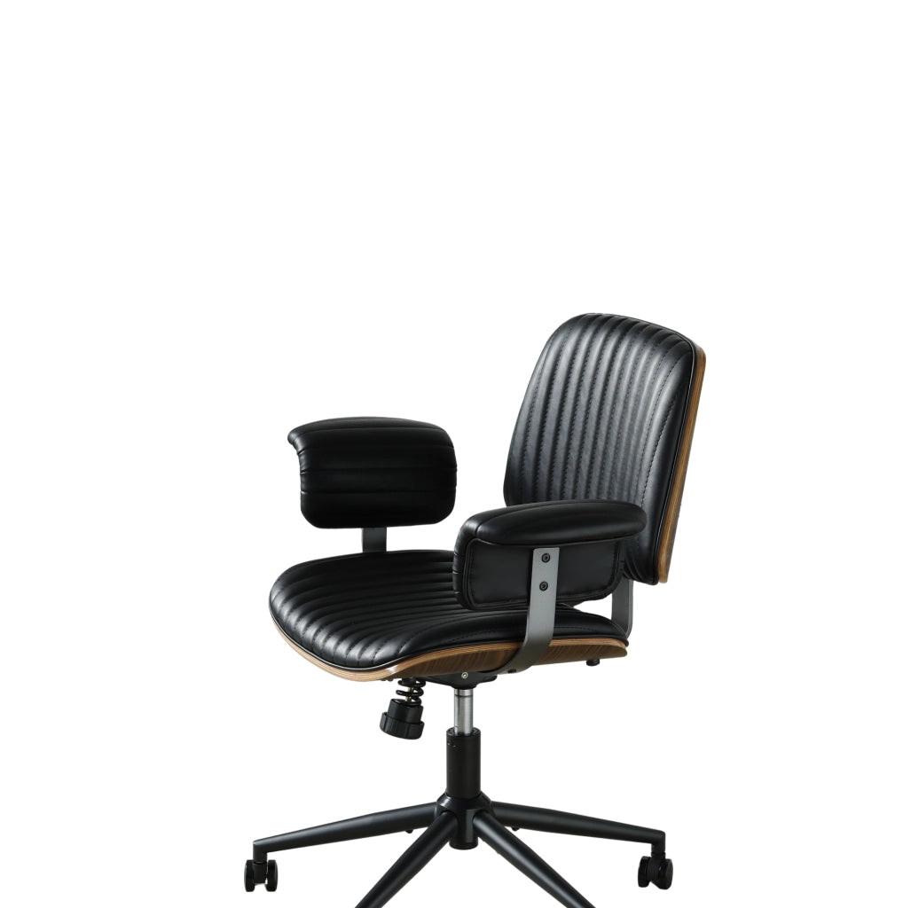 Sedia da ufficio 73x59x87 cm in similpelle nera, girevole e regolabile –
