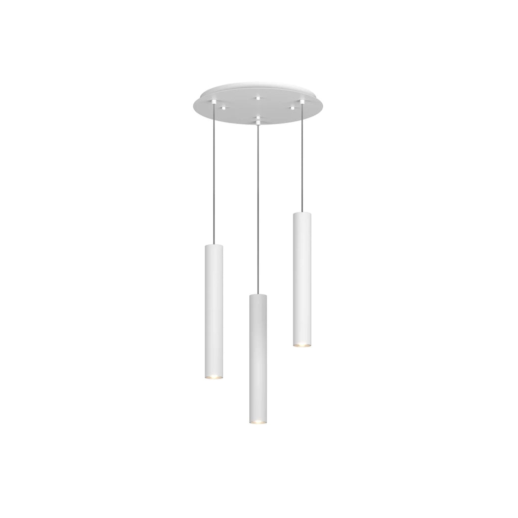 Lampadario Tondo Industrial-Minimal Xeana Metallo Bianco 3 Luci Gu10