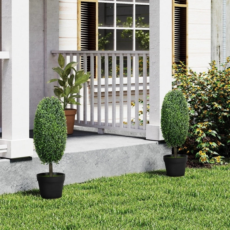 Set di 2 piante artificiali da 60 cm in plastica verde UV per interno/esterno