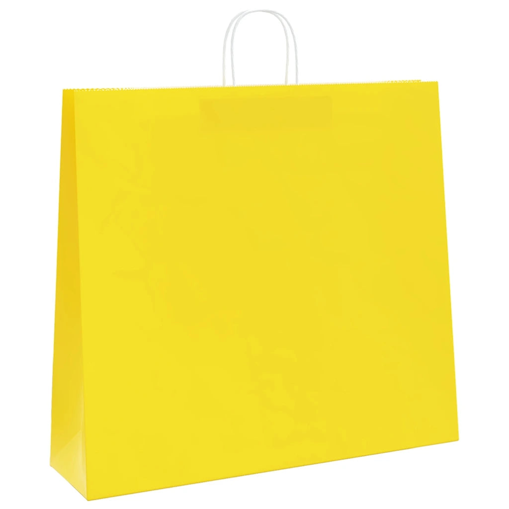 Sacchetti di Carta 250 pz con Manici Gialli 54x15x49 cm 4101794
