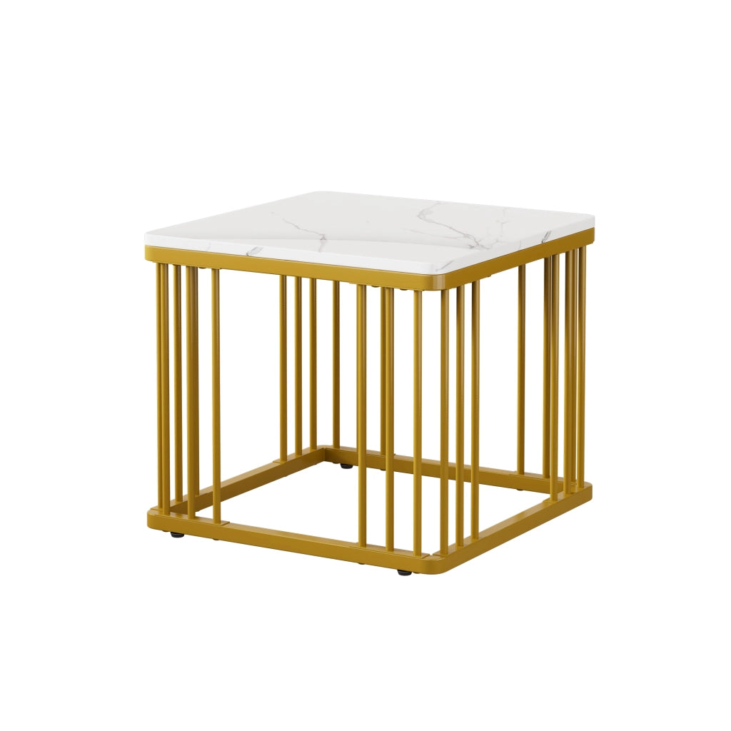 Set di 2 tavolini da caffè 60x60x45 cm e 45x45x40 cm inseribili uno nell'altro in MDF bianco