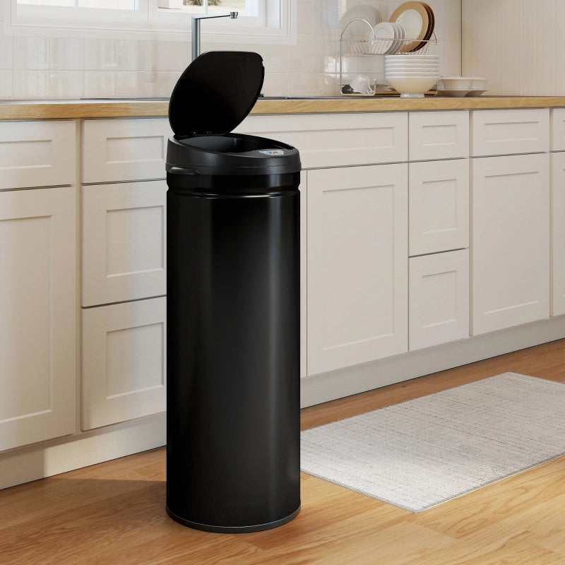 Pattumiera automatica da 50 l in acciaio inox nero con sensore, chiusura soft-close per cucina e ufficio