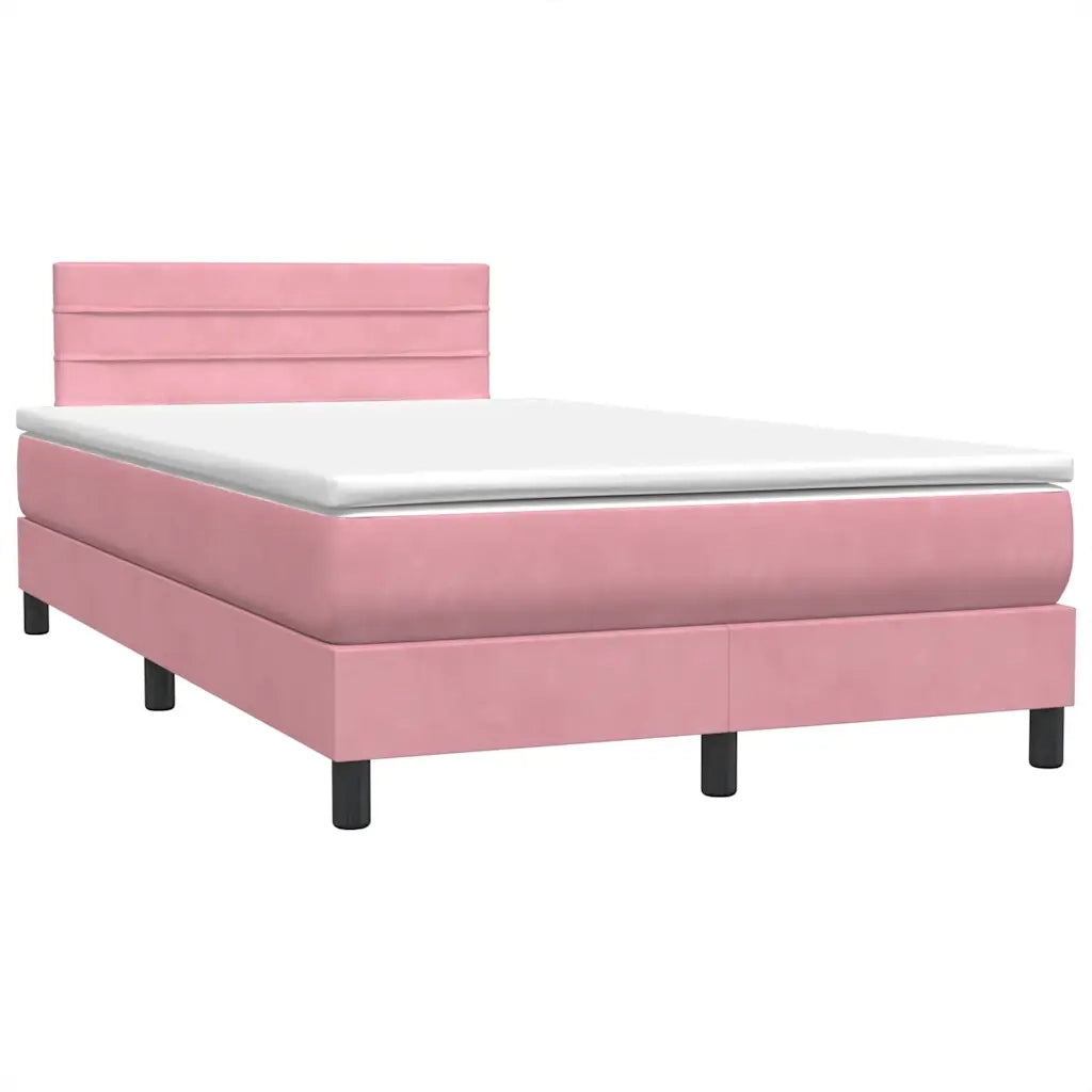 Letto a Molle con Materasso e LED Rosa 120x220 cm in Velluto 3317024