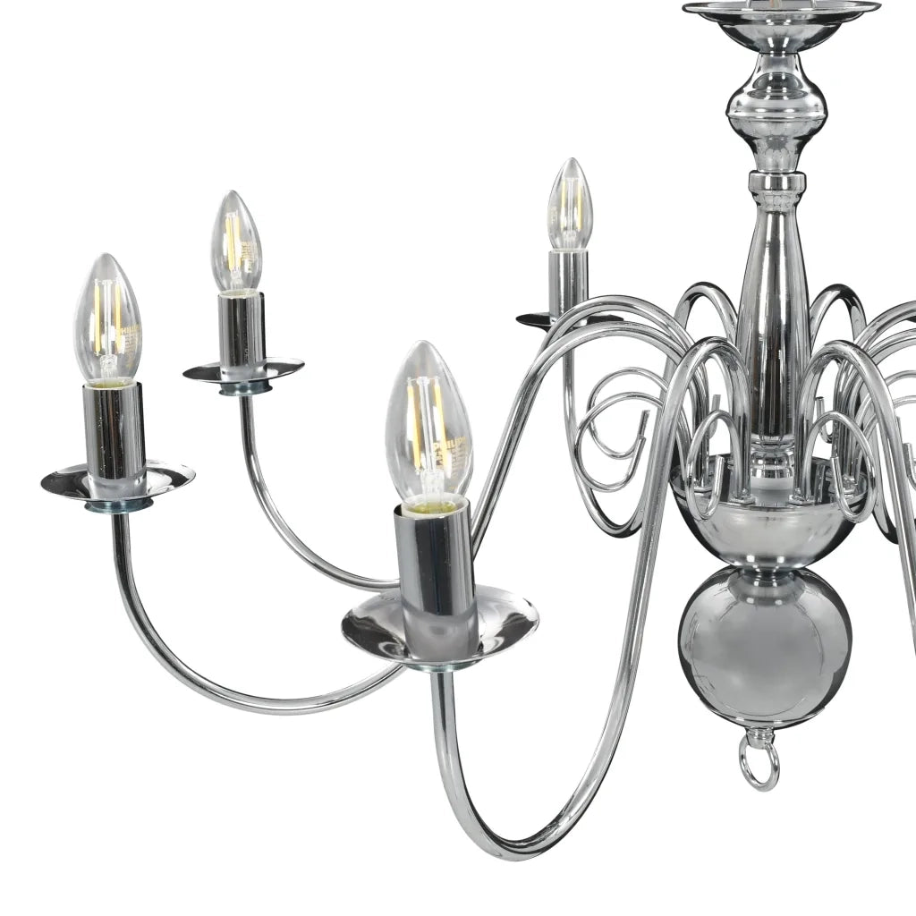 Lampadario Argento con 8 Lampadine E14 281618