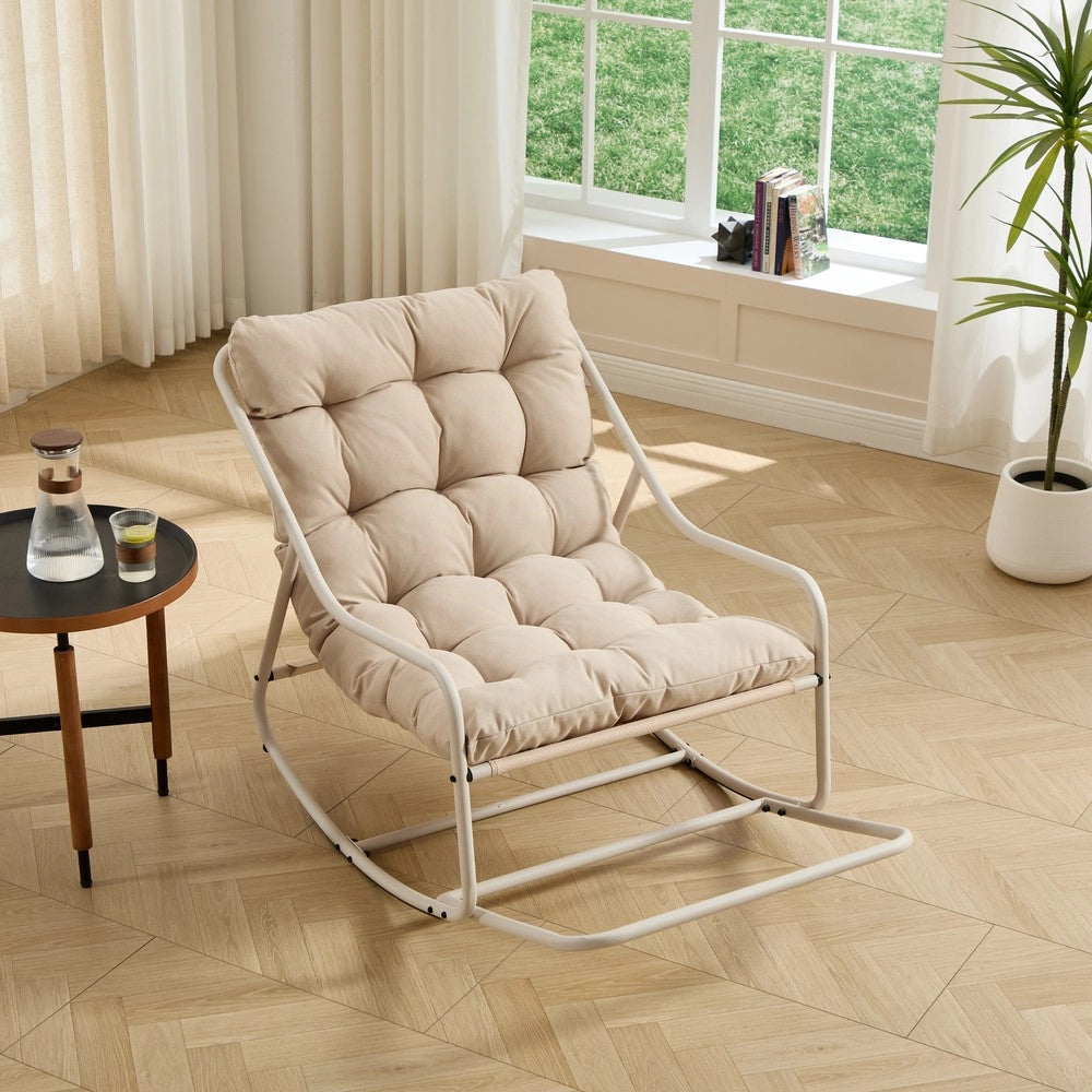 Poltrona a Dondolo con Cuscino ¨C Xylo ¨C Beige