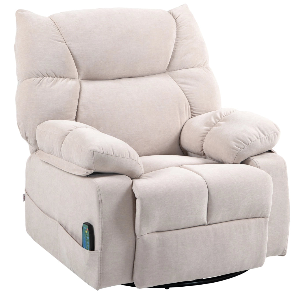 Poltrona relax massaggiante girevole beige con calore