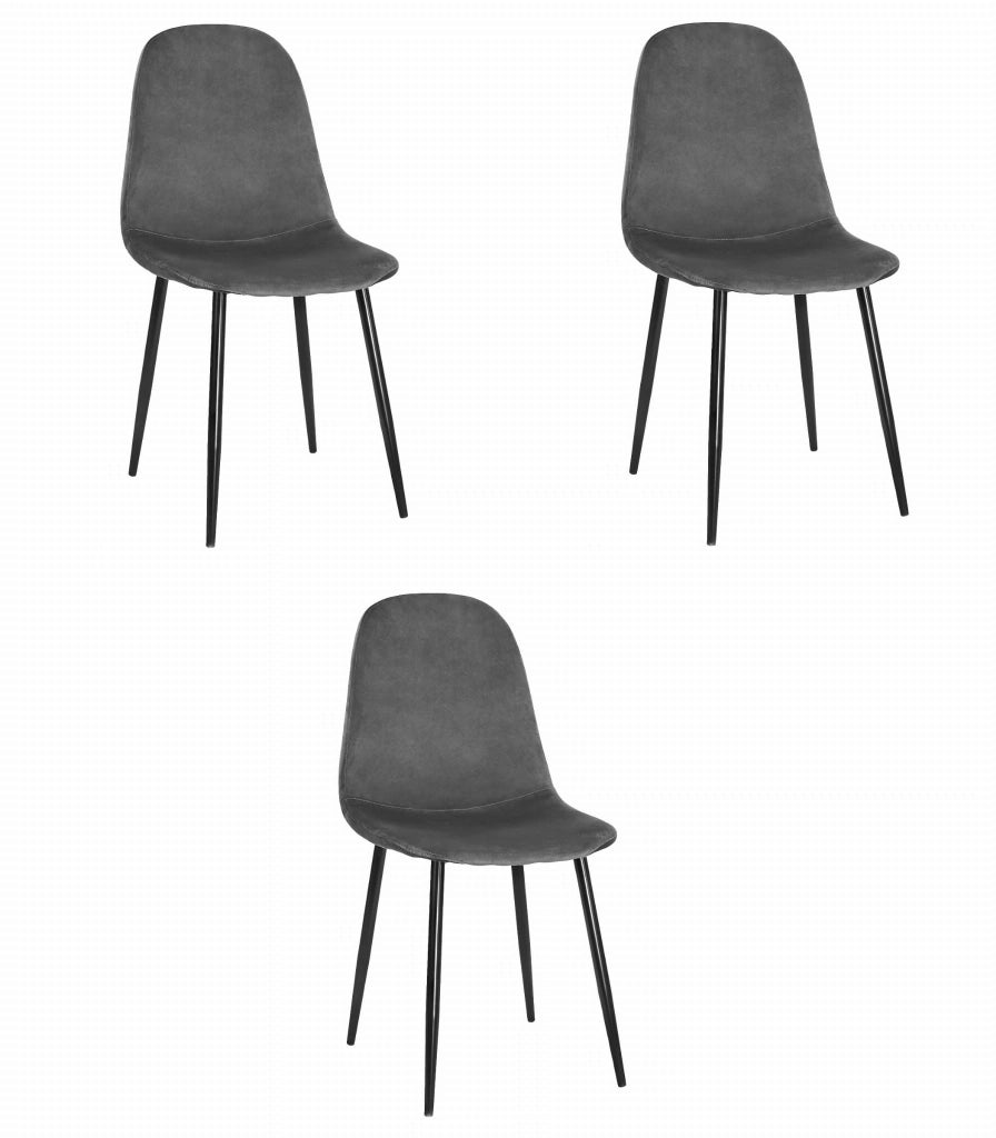 Sedia Valora COMO in velluto grigio scuro, design ergonomico x3