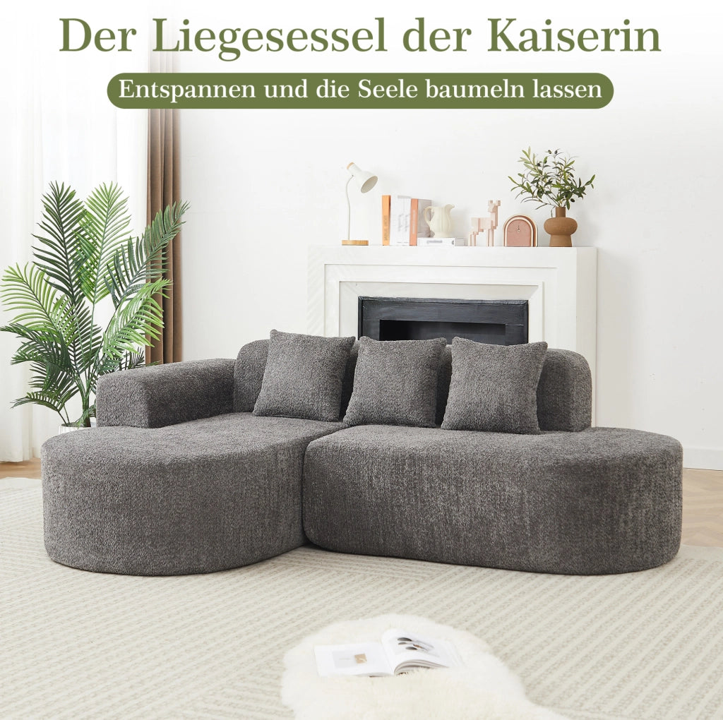 Divano angolare ULEVR con chaise longue a sinistra, 3 cuscini schienale, rivestimento in ciniglia grigio antracite