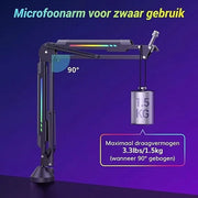 Braccio microfono a bassa profondità / Braccio microfono premium e condotti cavi, chiusura su scrivania,