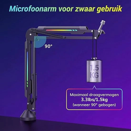 Braccio microfono a bassa profondità / Braccio microfono premium e condotti cavi, chiusura su scrivania,