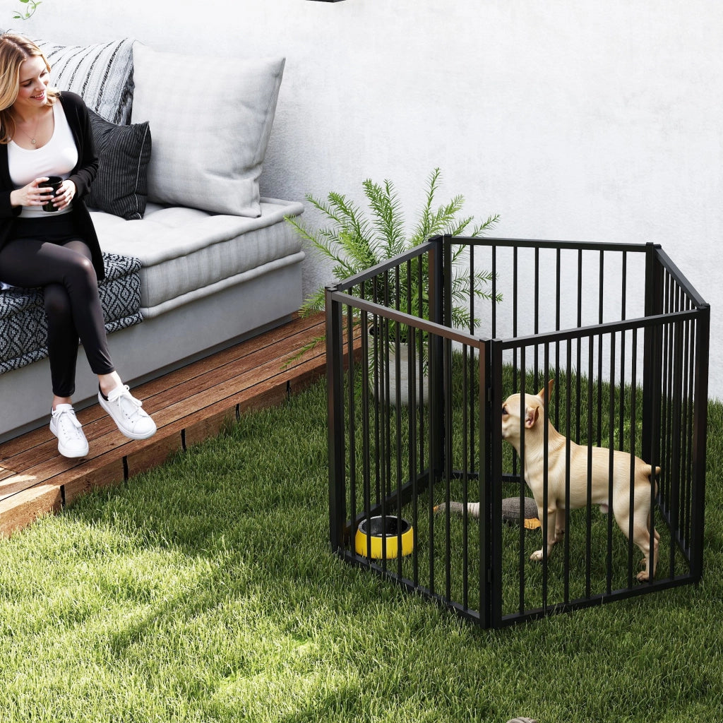 Recinto per Cani 5 Pannelli ¨C Xylo ¨C Pieghevole Portatile Nero