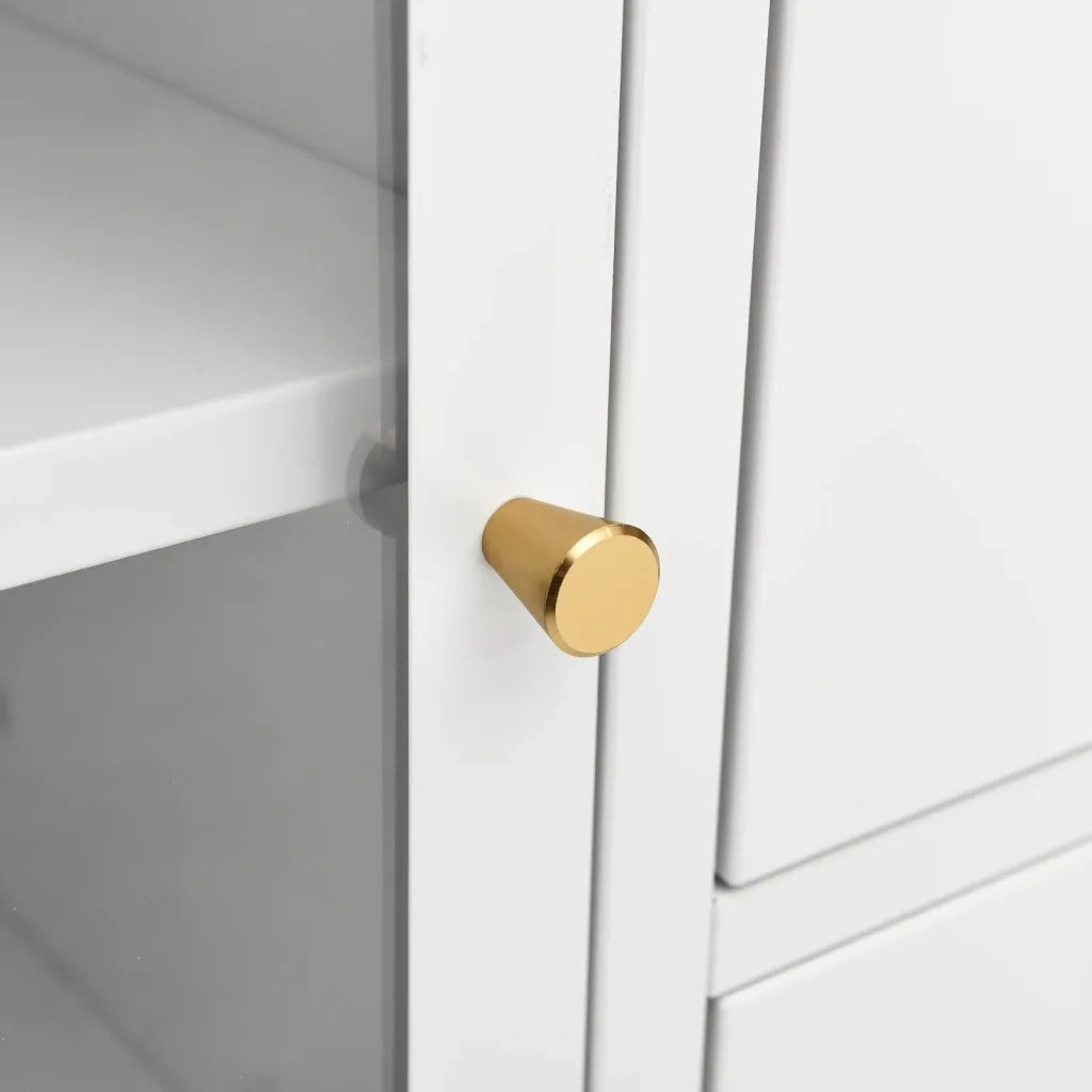 Credenza-Buffet-Armadio da cucina Bianca 105x35x70 cm in Acciaio e Vetro Temperato