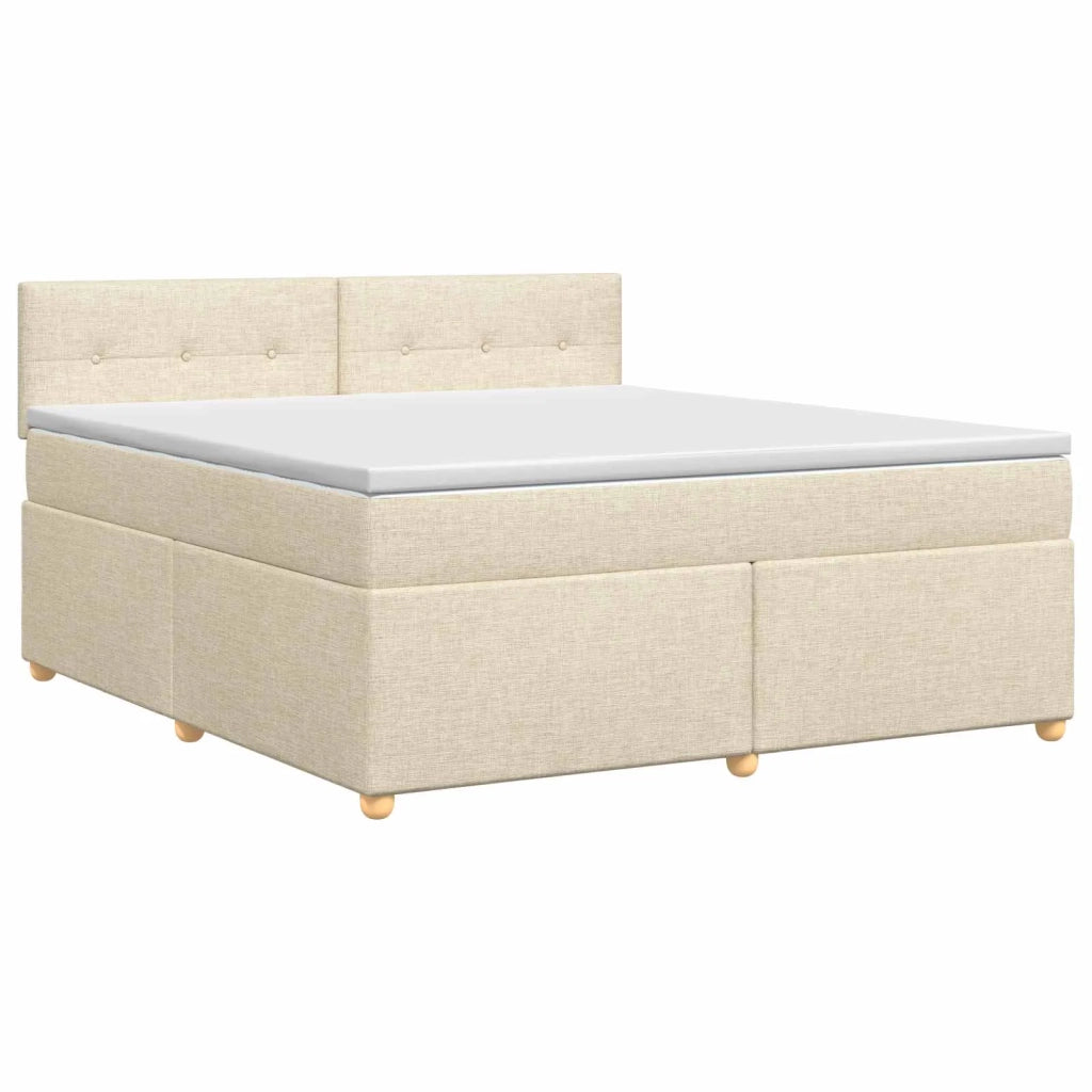 Letto box spring con materasso Crema 160 x 200 cm Tessuto 3450998