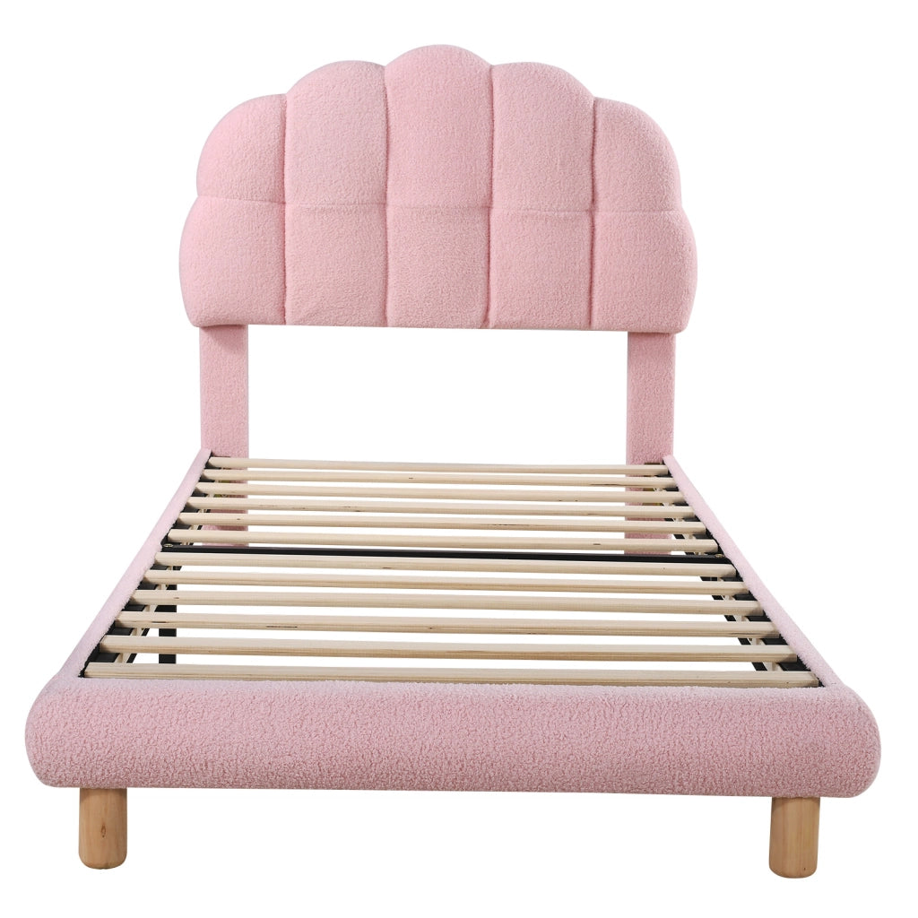 LETTO singolo 90x200 cm imbottito in Bouclé rosa