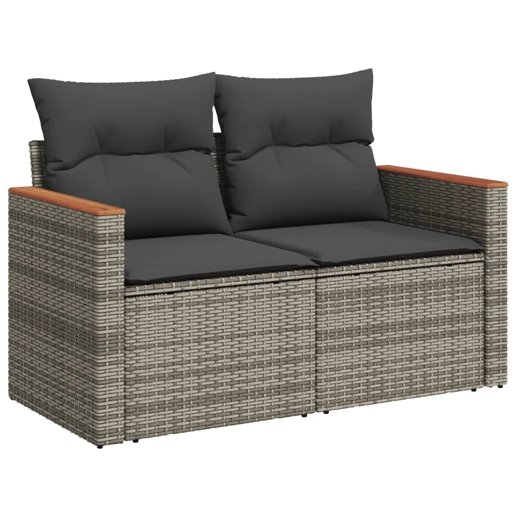 Set Divano da Giardino 5 pz | Set Salotto da Giardino con Cuscini Grigio in Polyrattan