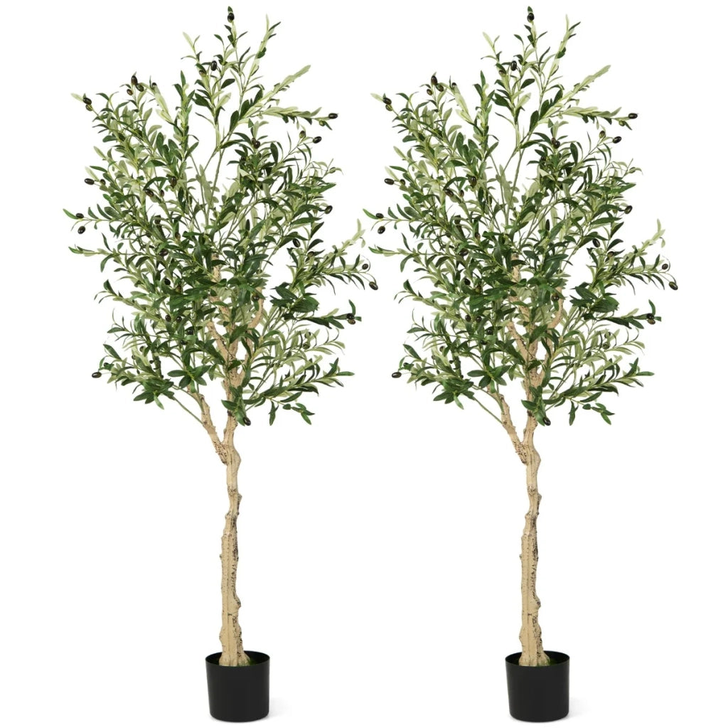 Set di 2 ulivi artificiali 180 x 17 x 14,5 cm con tronco robusto atmosfera accogliente in PEVA verde 20_0018009