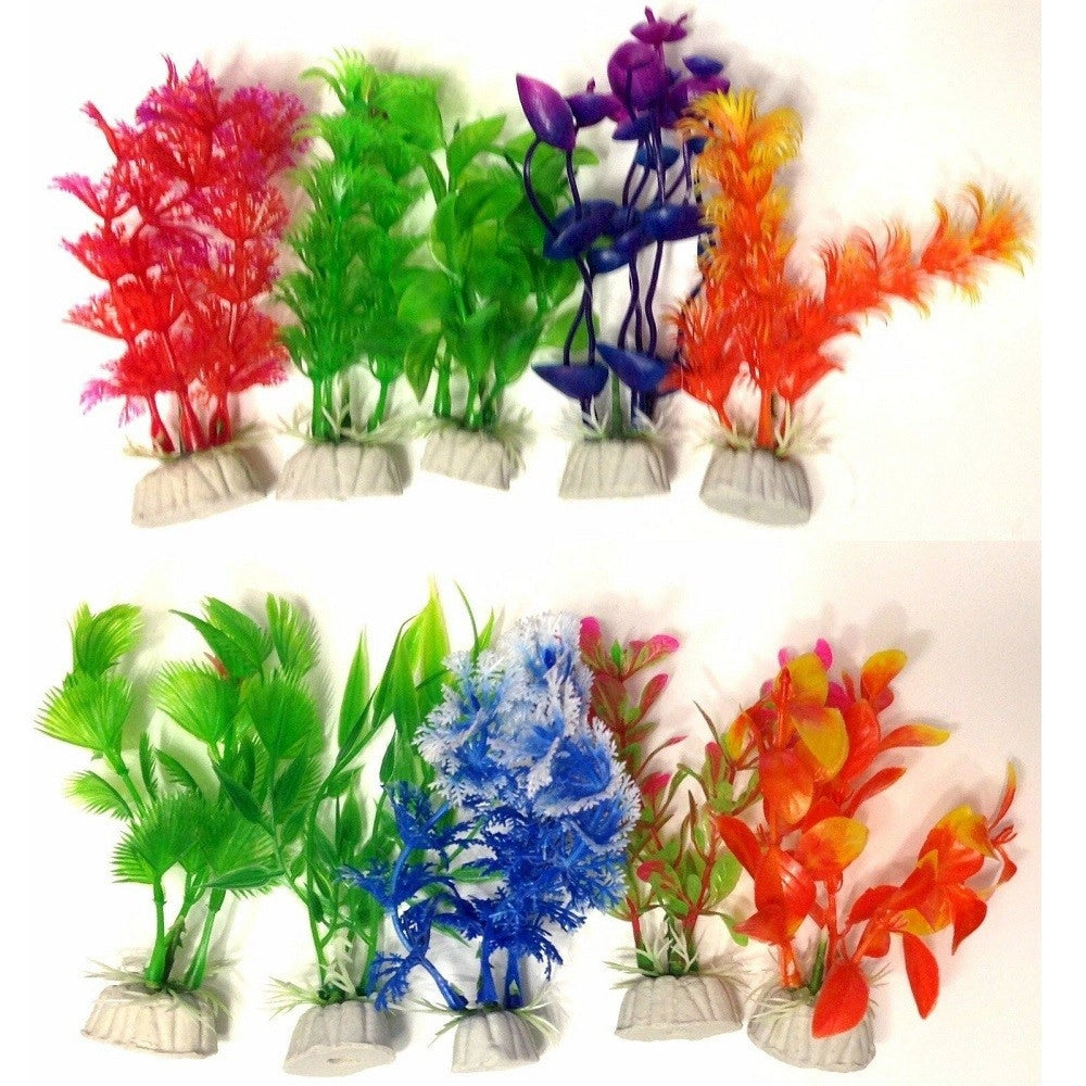 Trade Shop - Set 10x Pianta Piantina Artificiale Per Acquario Piante Finte Plastica Colorate -