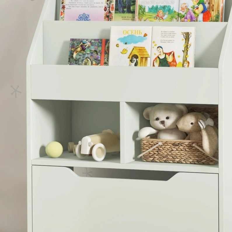 Libreria per bambini con cassetto e ripiani verde 60x29,9x90 cm