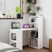 Scrivania 120x55x120 cm con ripiani e vani aperti bianca