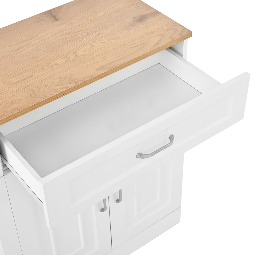 Credenza 120 x 35 x 80,5 cm, 4 ante + 2 cassetti, 2 ripiani regolabili, bianco, cucina