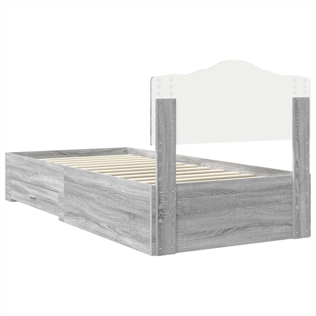 Letto singolo | Letto per adulti | Struttura del letto Grigio Sonoma 90 x 190 cm Legno multistrato
