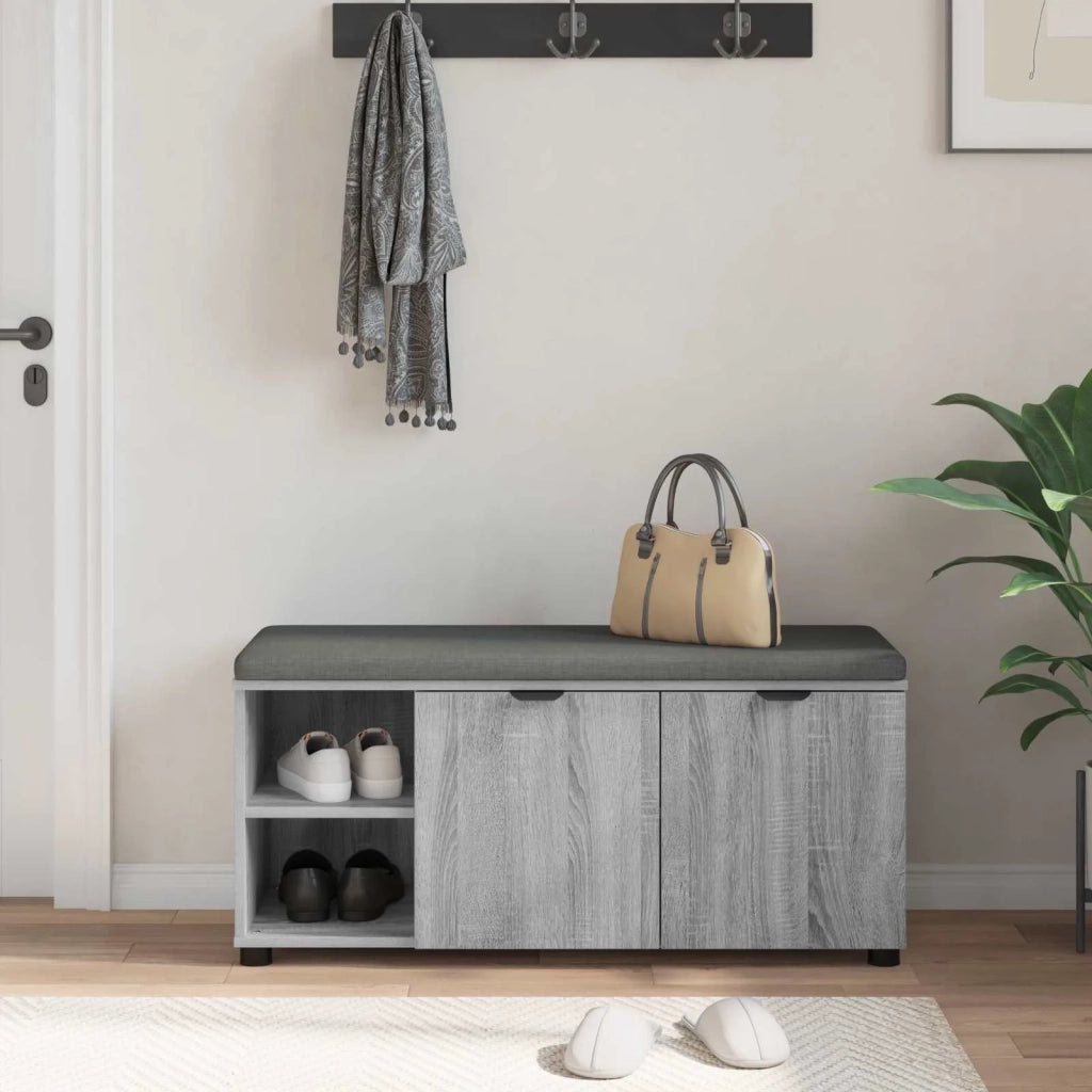 Panca per ingresso con cuscino Sonoma grigia 100 x 38 x 46 cm