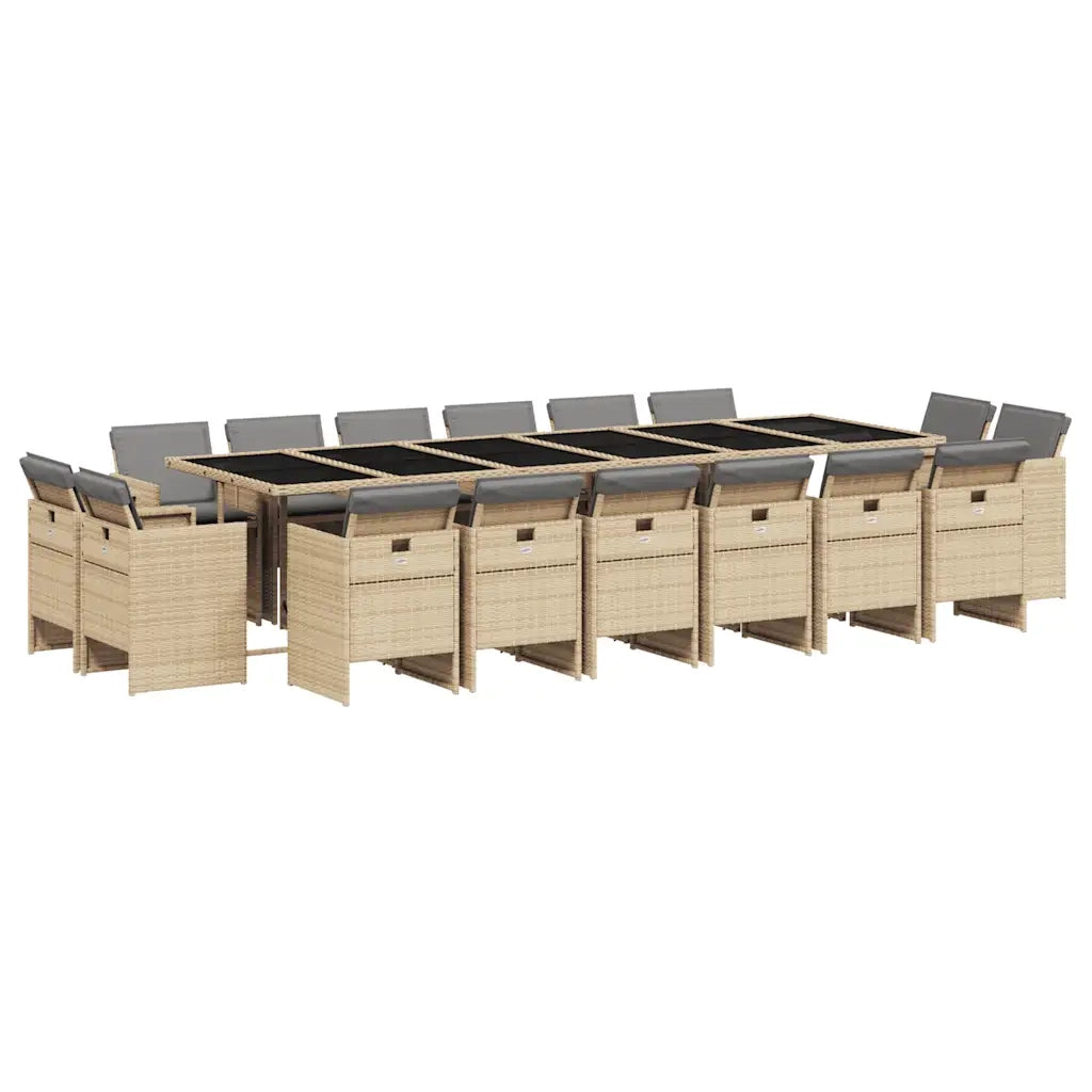 Set Pranzo da Giardino 17 pz con Cuscini Beige Misto Polyrattan 3277835