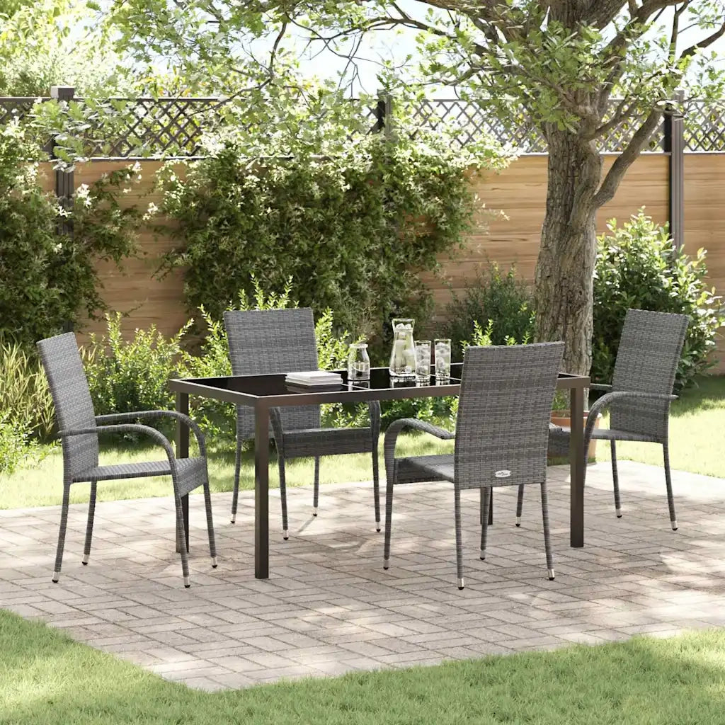 Set da Pranzo per Giardino 5 pz | Set Salotto da Giardino Grigio