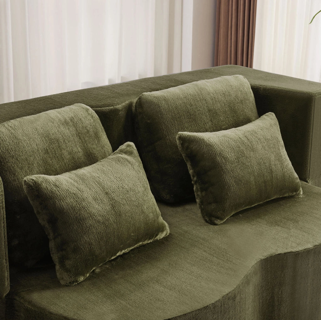Divano letto pieghevole verde 2 in 1 con 4 cuscini