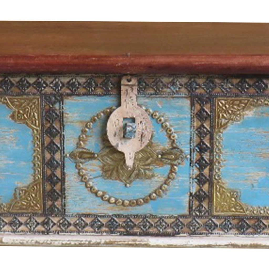 Baule in legno blu 146x40x45h cm