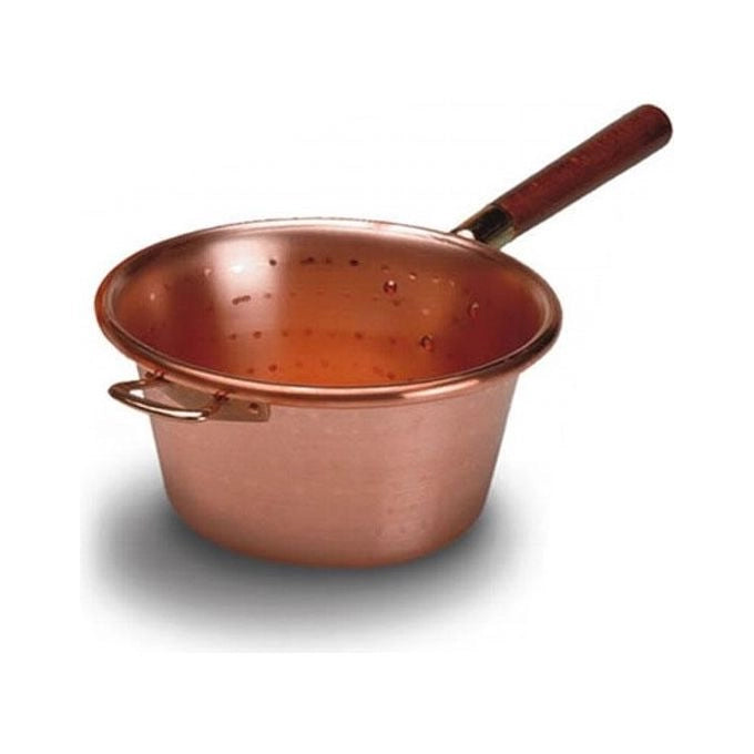 LAR Paiolo in Rame Manico in Legno 22 cm Impugnatura Acciaio Tropicalizzato Diametro 28 cm