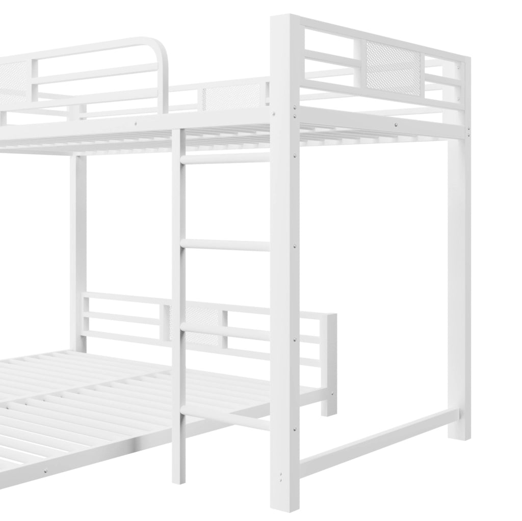 Letto a castello ad angolo in metallo bianco 90x200 cm sopra 140x200 cm