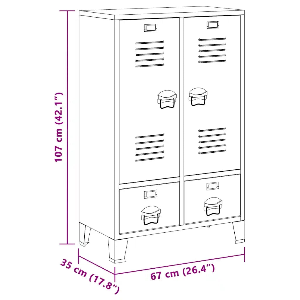 Armadio Industriale Antracite 67x35x107 cm in Acciaio CFW3862624