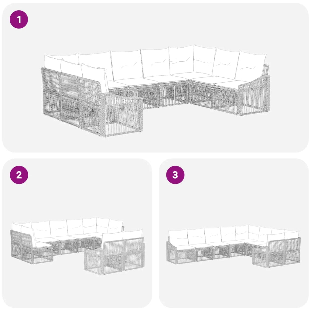 Set Divano da Giardino 9 pz Grigio polyrattan 3436109