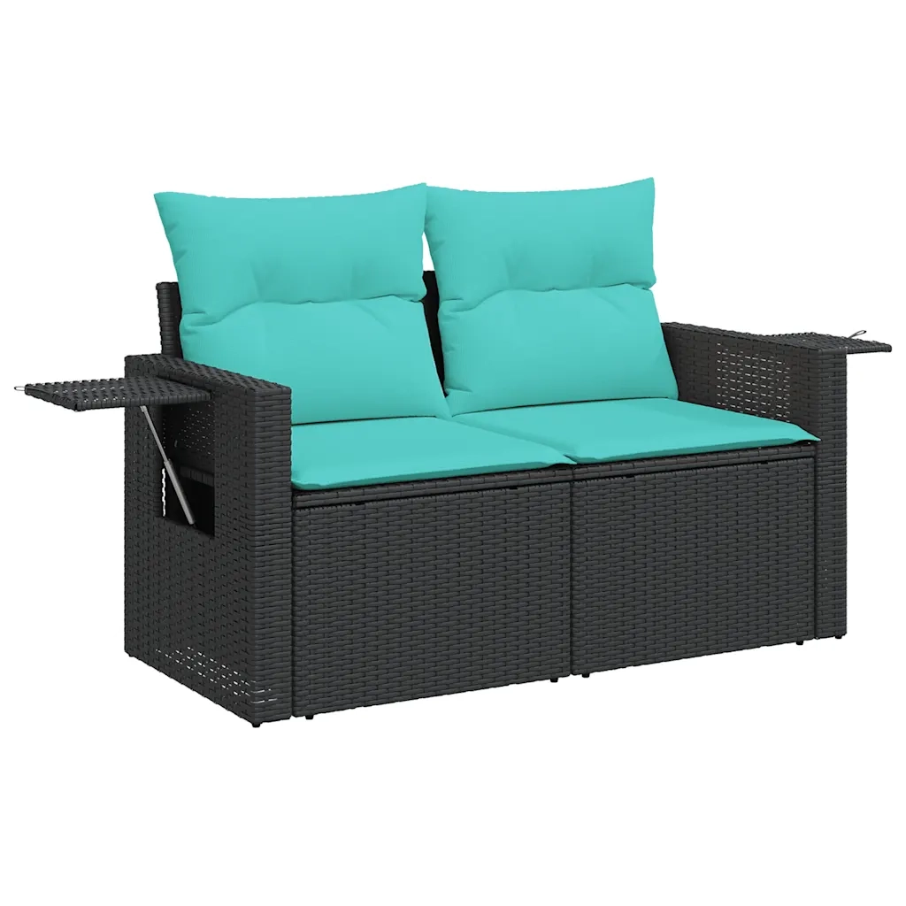 Set Divani da Giardino 13 pz con Cuscini Nero in Polyrattan 3224496