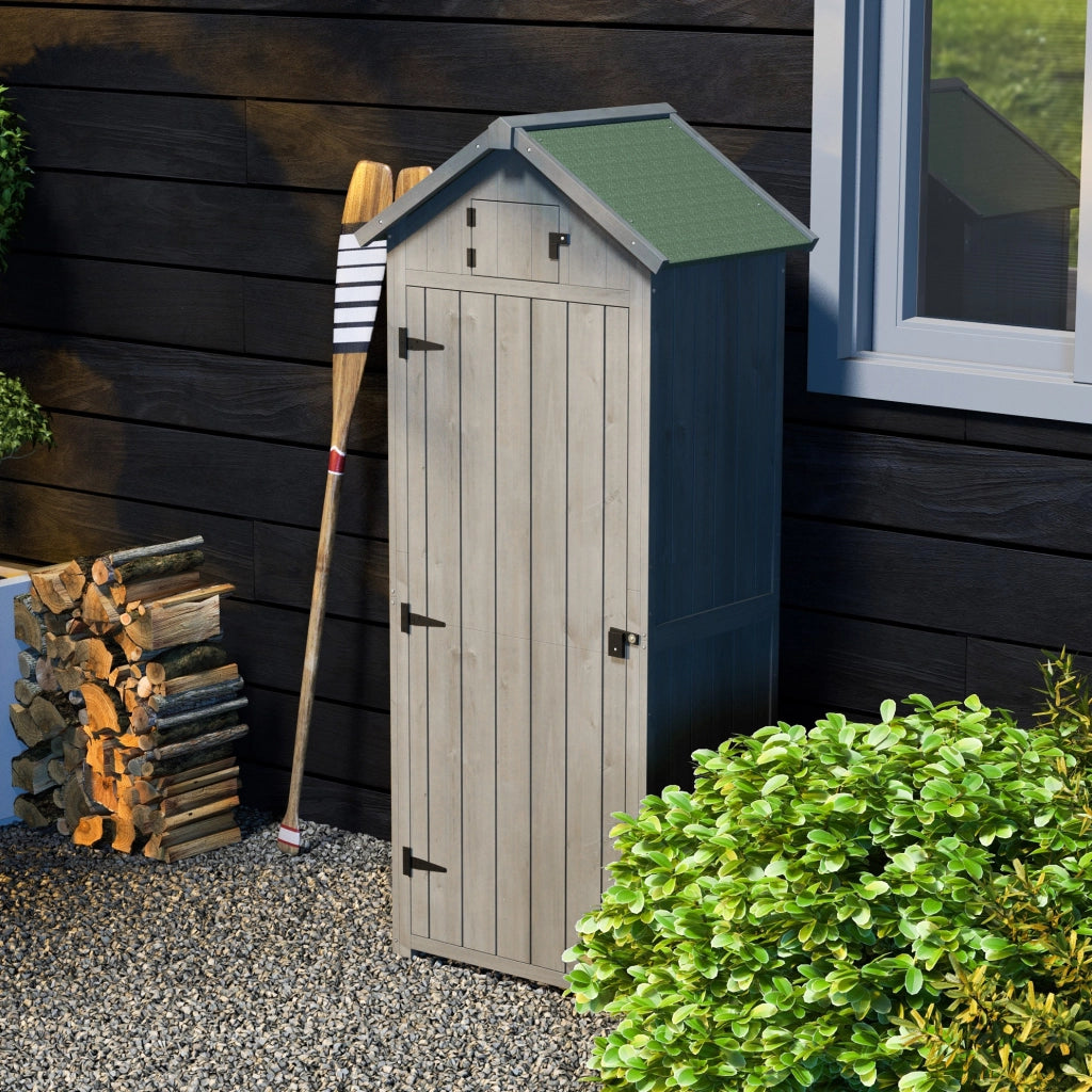 Armadio da giardino 77x54;2x179 cm grigio in legno con 3 ripiani