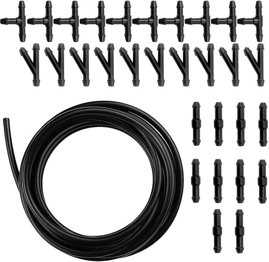 Kit di riparazione per tubi di irrigazione 400 cm - Set di connettori - 30 pezzi di connettori - Materiale Rubber/ABS - Facile da installare - Irrigatore per vetri