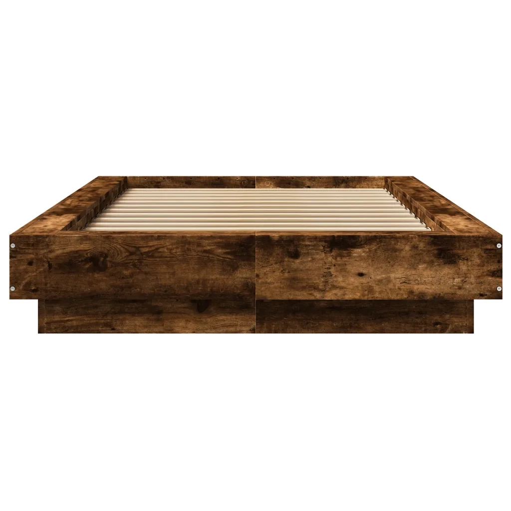 Giroletto con Luci LED-Struttura Letto Rovere Fumo 100x200 cm Legno Multistrato 215981