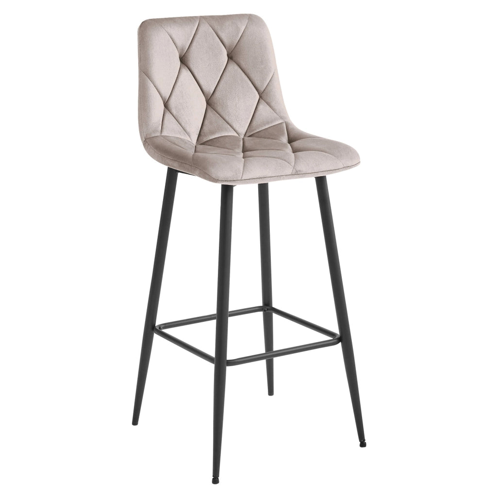 Sgabello da bar VALORA KODA - Velluto beige scuro con gambe nere x 2