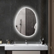 Specchio bagno asimmetrico LED con antiappannamento, argento
