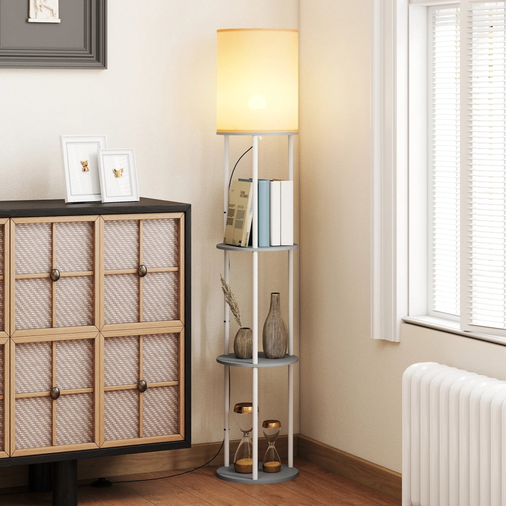 Lampada da Terra con Scaffali ¨C Minimal ¨C Grigio