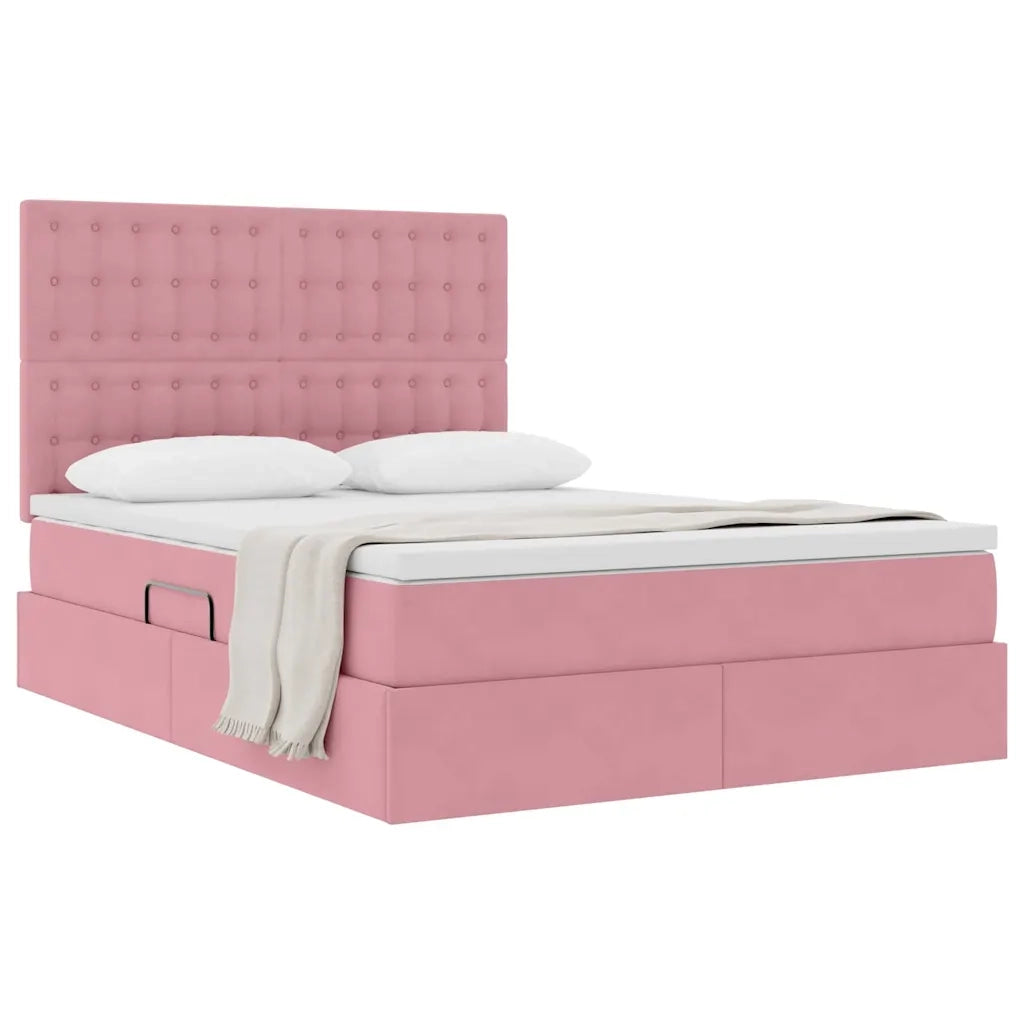 Letto con contenitore e materasso Rosa 140 x 200 cm Velluto 3372158