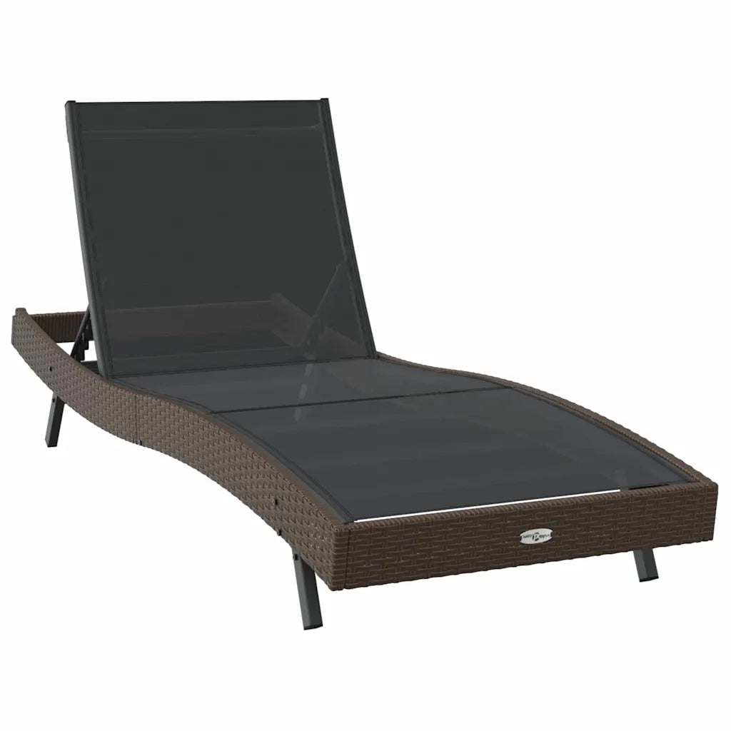 Lettino da sole 2 pcs Nero e Marrone polyrattan 42009979