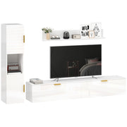 Mobile TV Sospeso a Parete 180 cm con Ante a Ribalta Mobile Porta TV Bianco Lucido Salvaspazio Design Moderno per Soggiorno