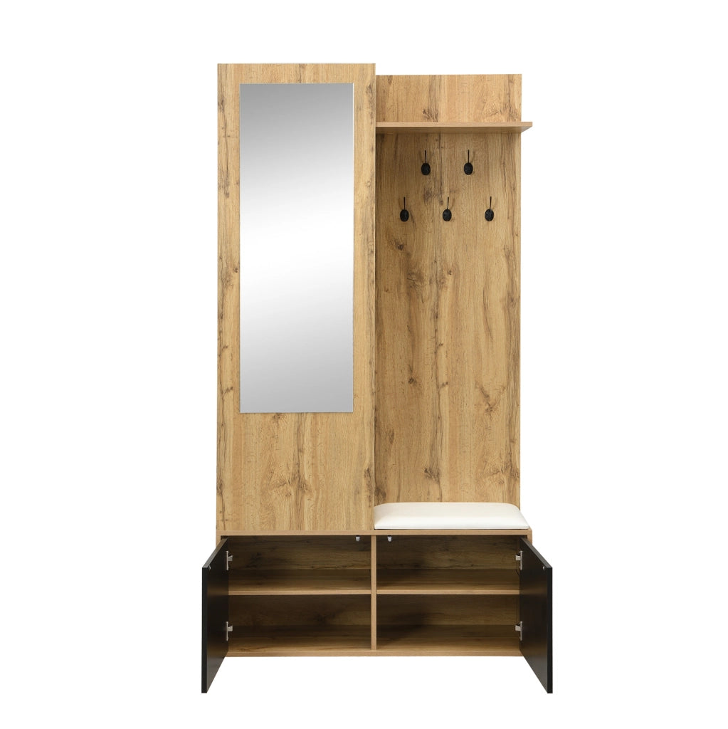 Set guardaroba da ingresso con scarpiera, specchio e panca