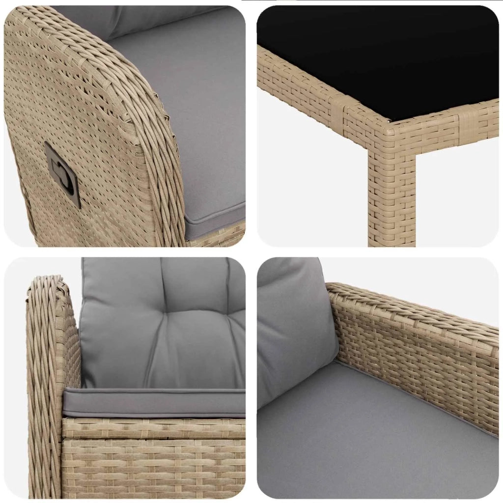 Set da pranzo per esterni 7 pz Beige e Grigio Chiaro polyrattan 3422342