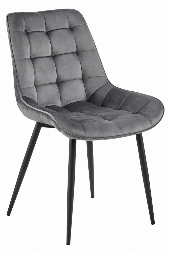 Sedia VALORA BERA - Velluto grigio scuro con gambe nere x 2