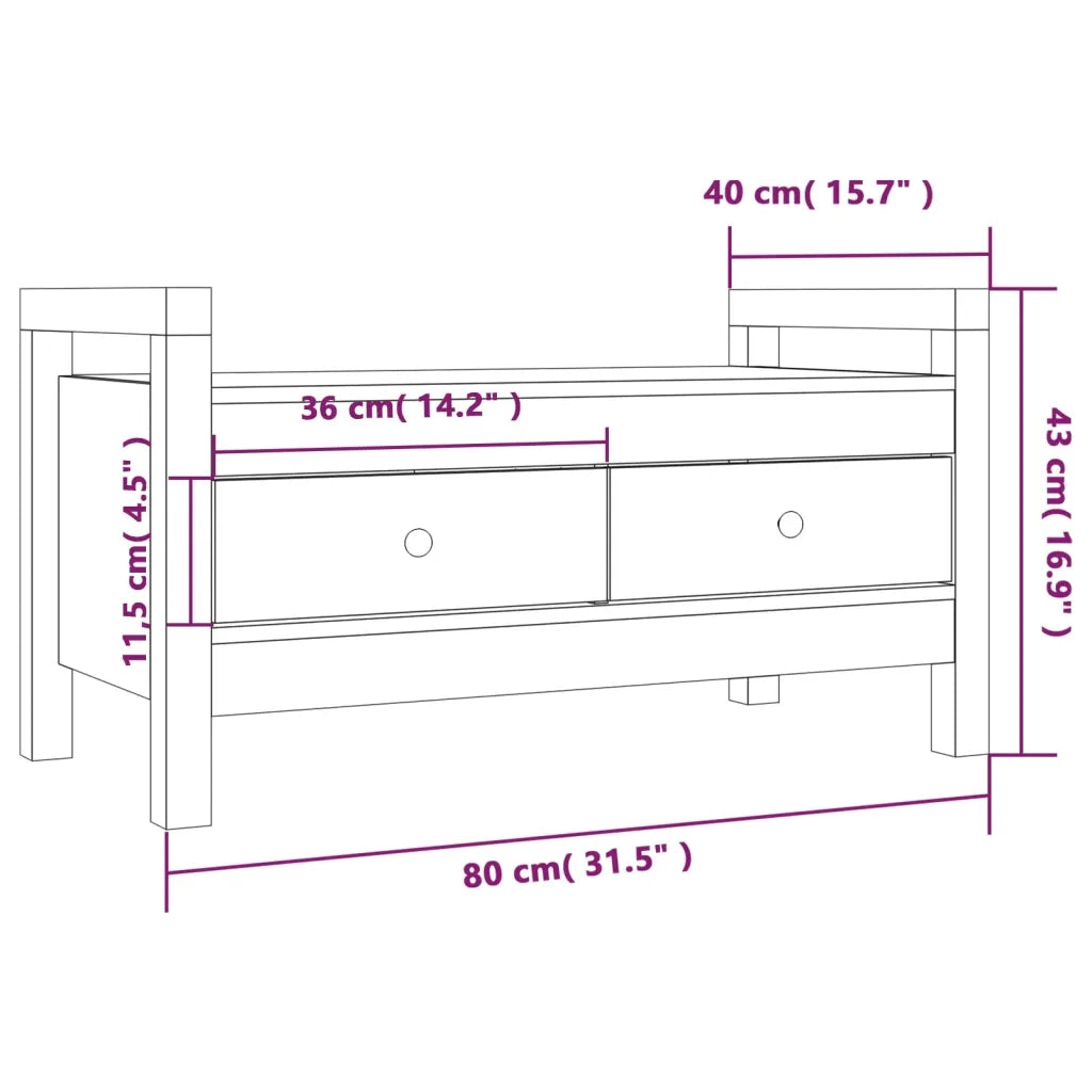 Panca da ingresso-Sgabello-Panca da Corridoio Grigio 80x40x43 cm in Legno Massello di Pino