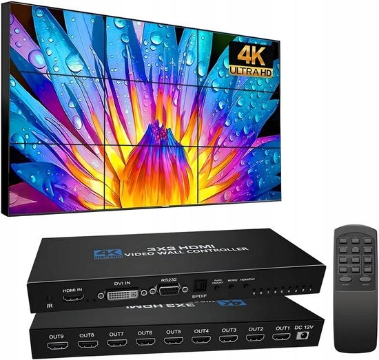 Controllatore Wall Video Wall HDMI 3x3 Splitter Matrice 9 Schermi