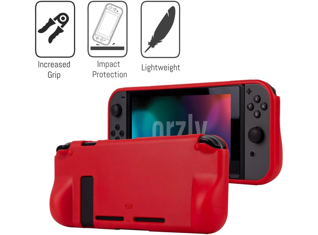 Borsa Trasporto Accessori per Nintendo Switch Case 2 Vetri Temperati Grip Case Porta Cavo USB Cartucce Cuffie Penna Essential Pack Colore ROSSO